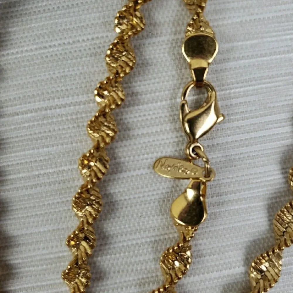 VTG Napier Sparkly Faceted Twist Rope Chain Necklace 28